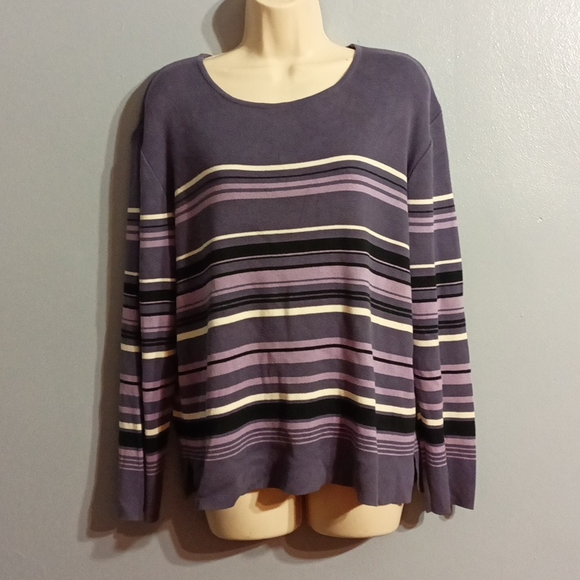 Style &Co. Collection purple striped sweater - Picture 4 of 17